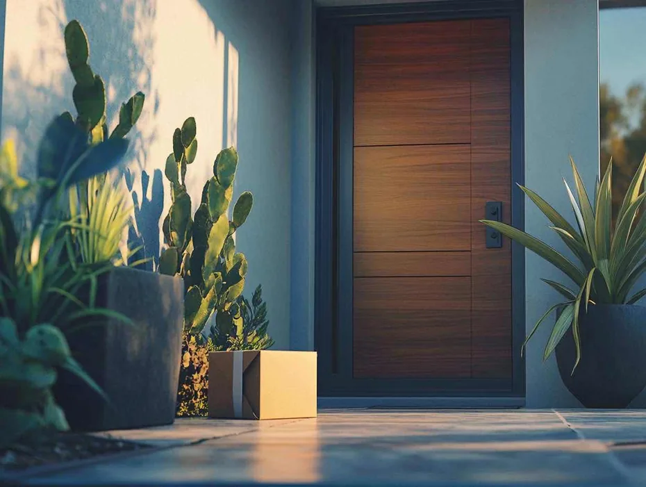 Package delivered to a front door