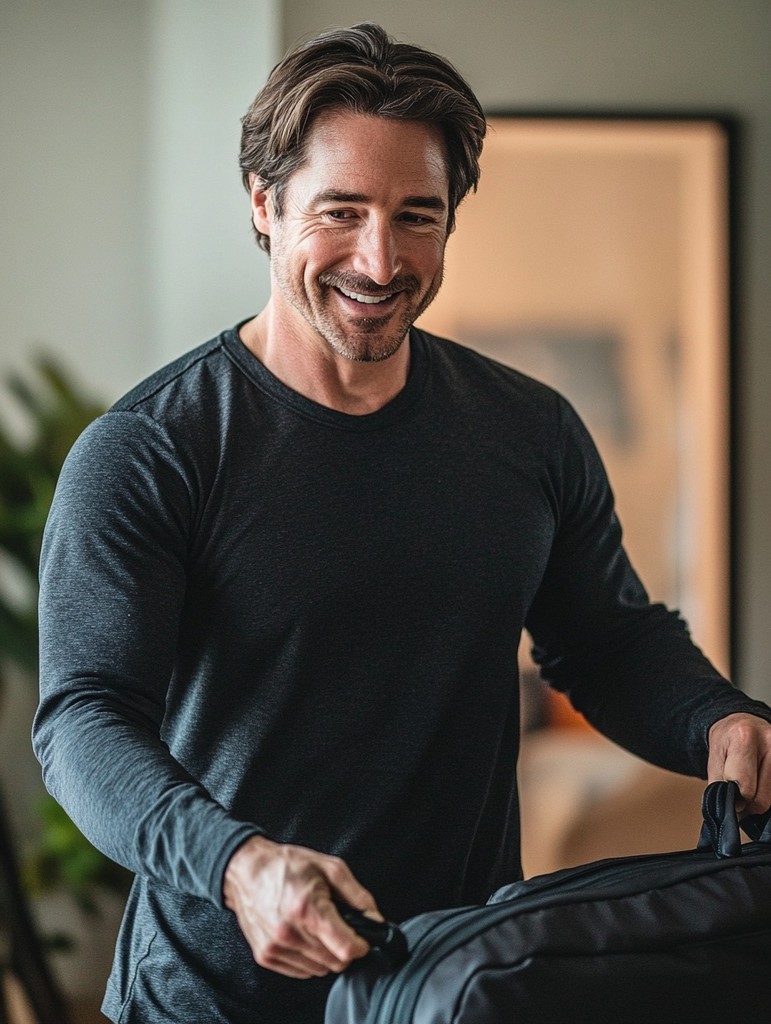 Man packing a gym bag