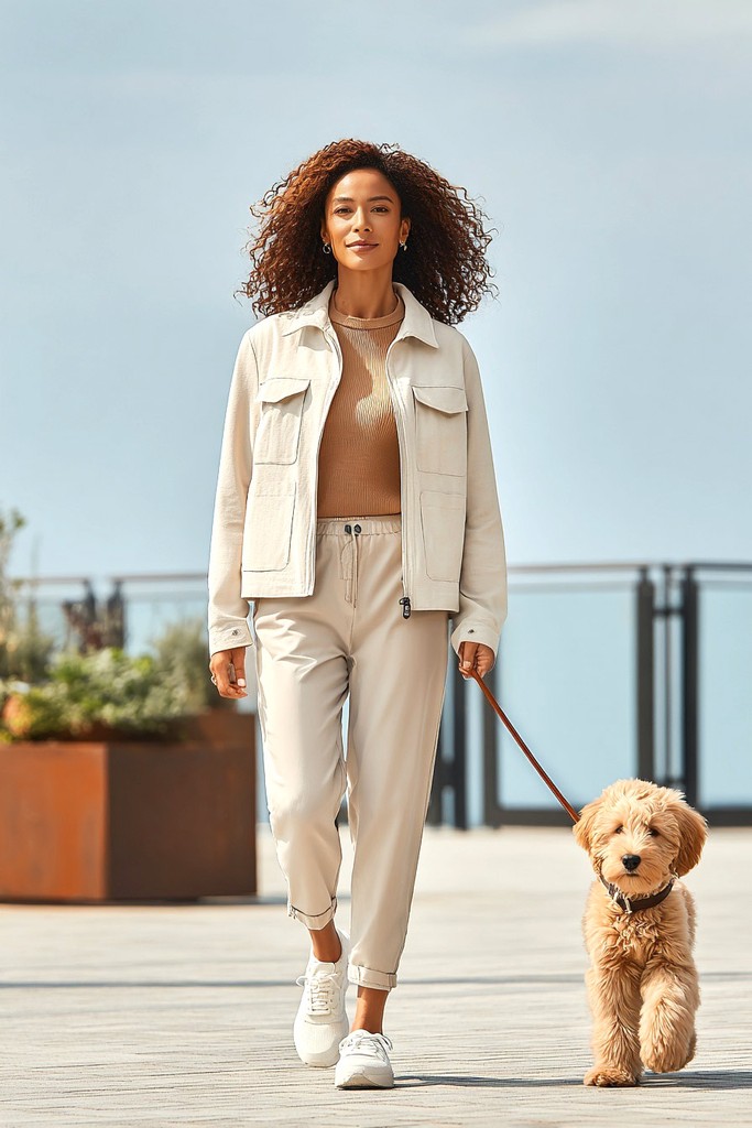 Woman walking her dog